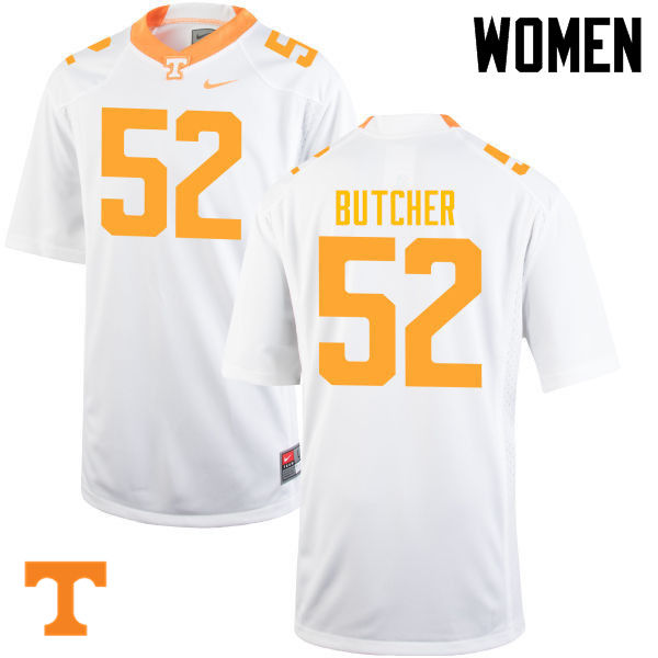 Women #52 Andrew Butcher Tennessee Volunteers College Football Jerseys-White - Click Image to Close